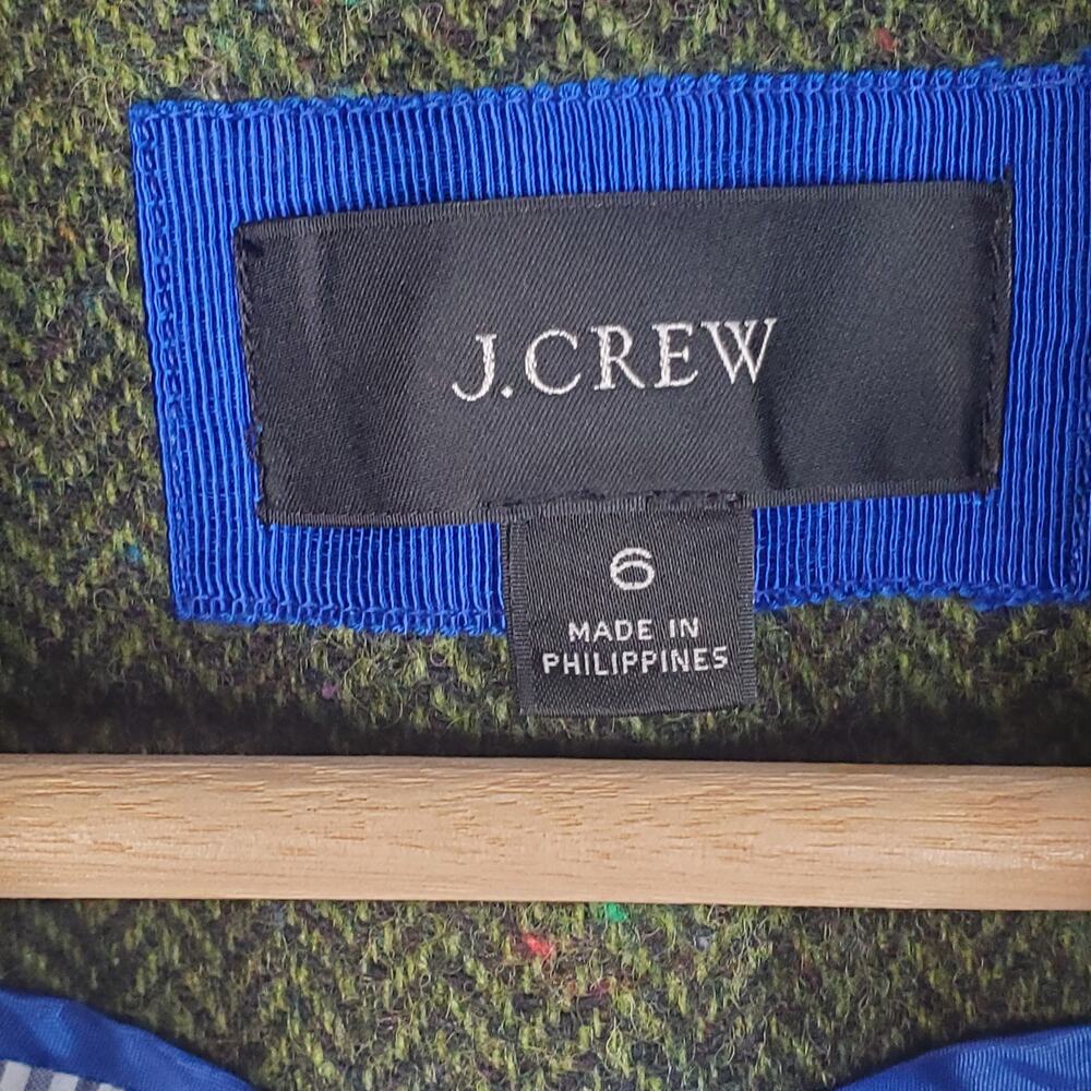 J Crew Bristol Double Breasted Blazer Herringbone English Wool Green Gold Size 6 - Picture 8 of 10
